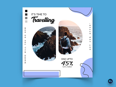 旅游探险者社交媒体帖子模板(Travel Explorers Social Media Post Template)