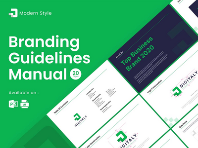 Digitaly - 现代品牌指南手册模板(Digitaly - Modern Branding Guidelines Manual Template)