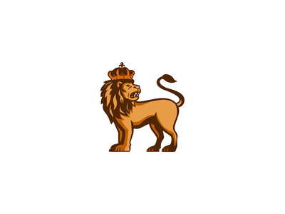 狮子王冠看侧面复古国王(King Lion Crown Looking Side Retro)