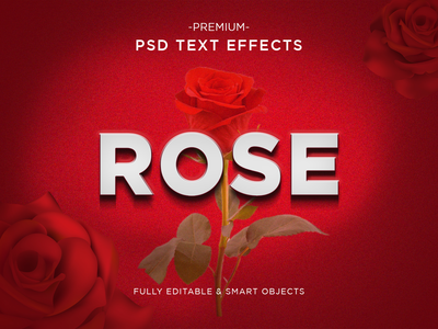3d 玫瑰文字效果设计模型(3d Rose text effect design mock-up)