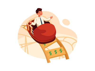 金钱过山车的商人(Businessman on money roller coaster)