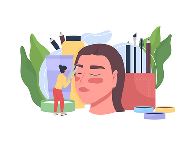 眉大师平面概念矢量图(Brow master flat concept vector illustration)