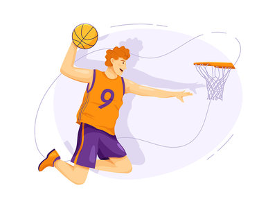 篮球-体育插画概念(Basketball - Sport Illustration concept)