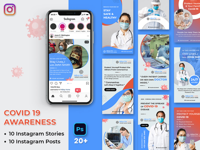 COVID 19 意识 Instagram 故事和帖子(COVID 19 Awareness Instagram Stories & Posts)