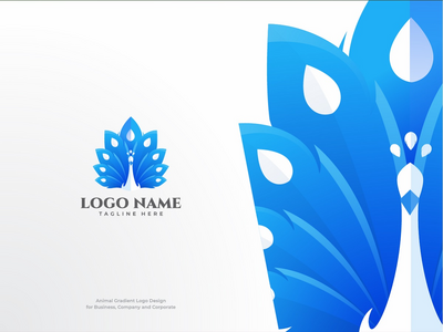 蓝孔雀渐变标志创辉设计模板(Blue Peacock Gradient Logo Colorfull Design Template)