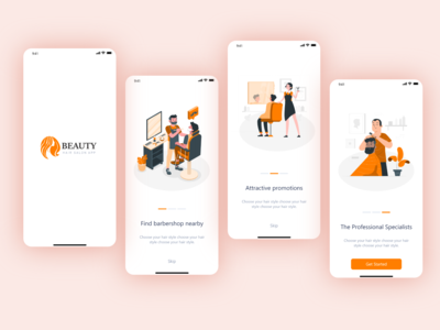 美容美发沙龙应用程序 - 入职屏幕(Beauty Hair Saloon App - Onboarding Screen)