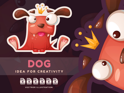 可爱的国王狗 - 可爱的贴纸(Adorable King Dog  - Cute Sticker)