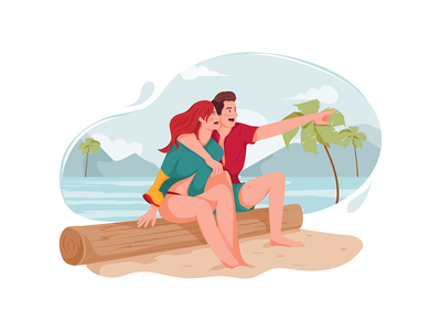 夫妇在海滩享受(Couple enjoying in beach)