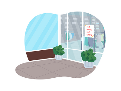 Covid 商店规则 2D 矢量网页横幅、海报(Covid shops rules 2D vector web banner, poster)