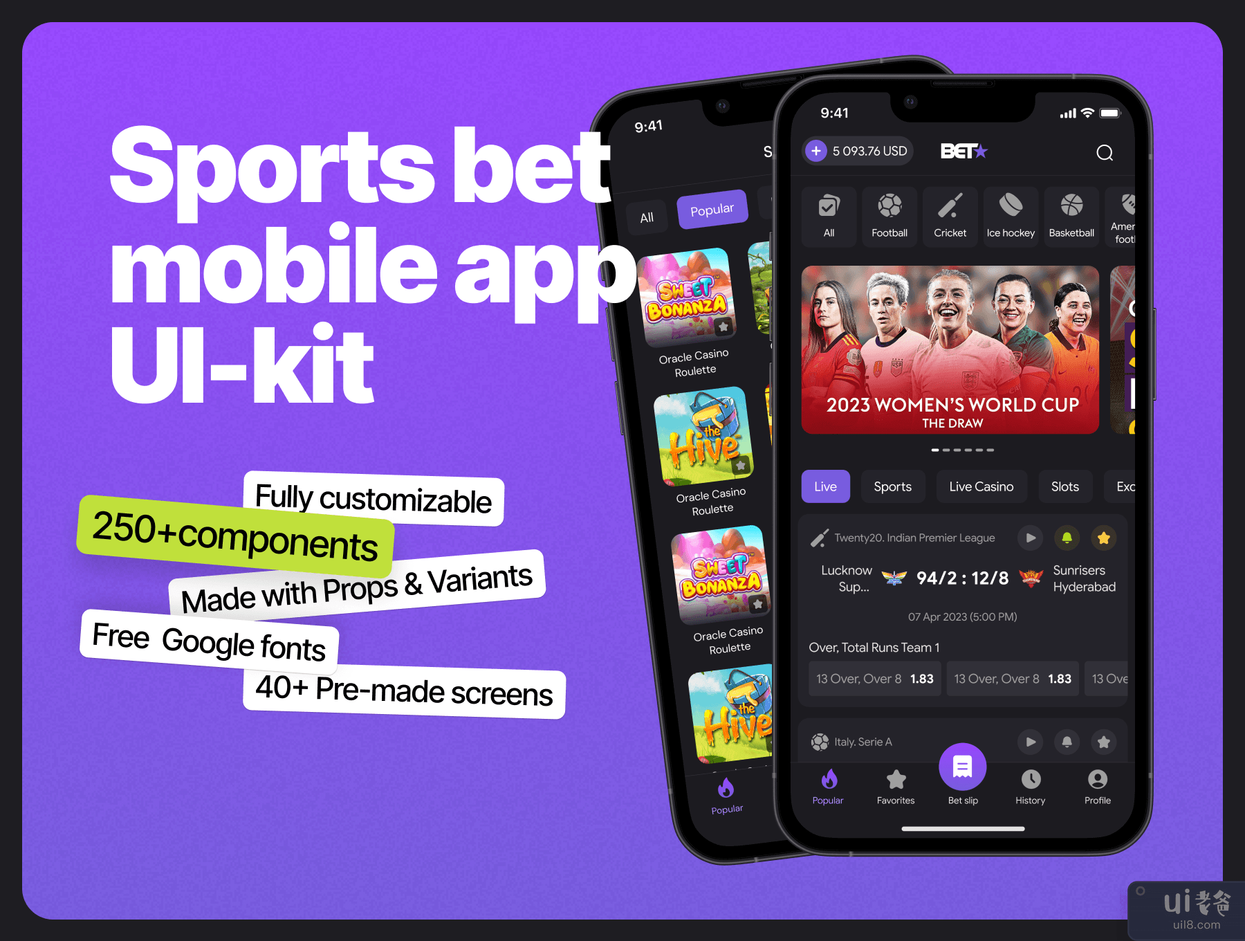 体育投注移动应用程序 UI 工具包 (Sports bet mobile app UI Kit)插图7
