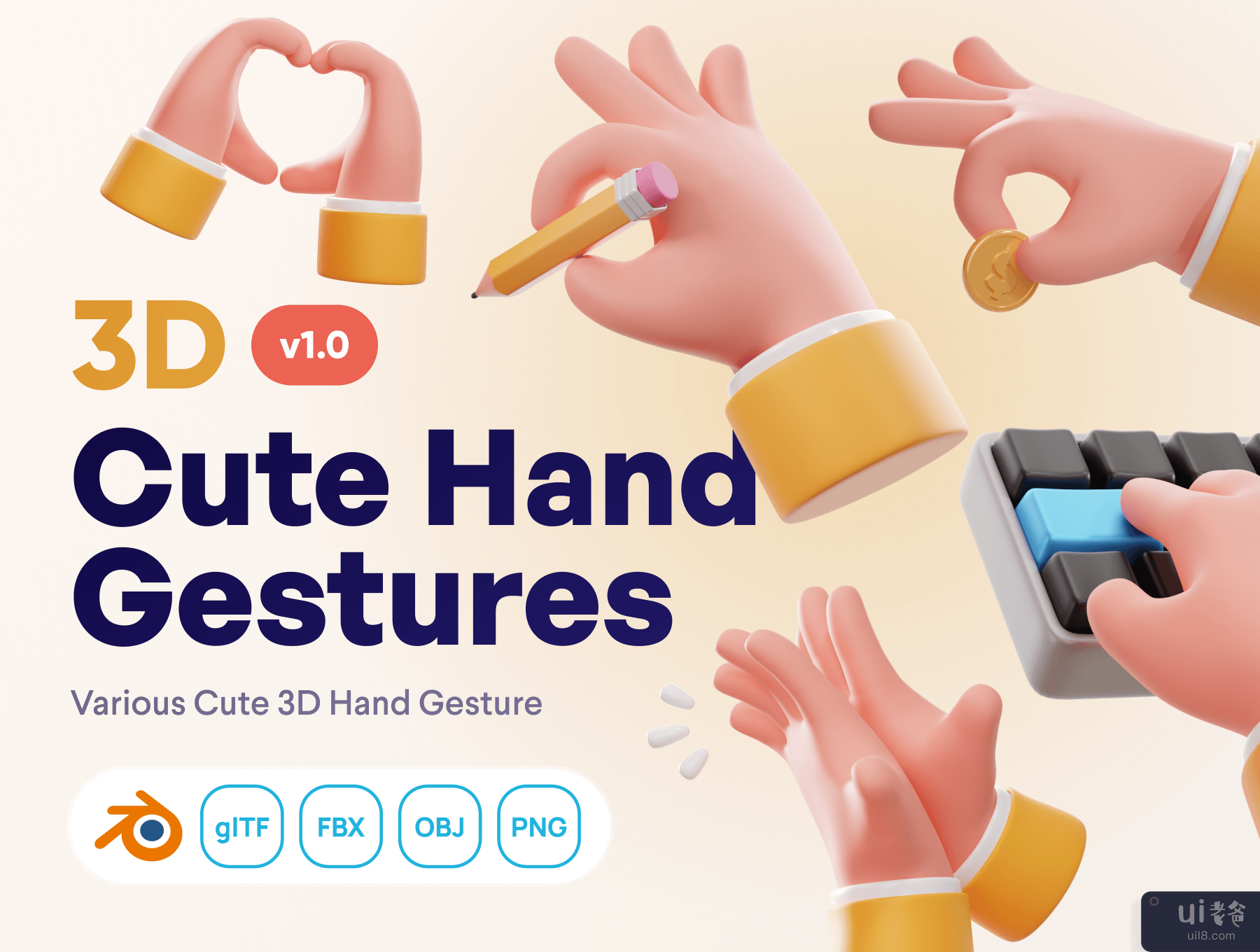 Handflufy - 可爱的 3D 手势 (Handflufy - Cute 3D Hand Gesture)插图7