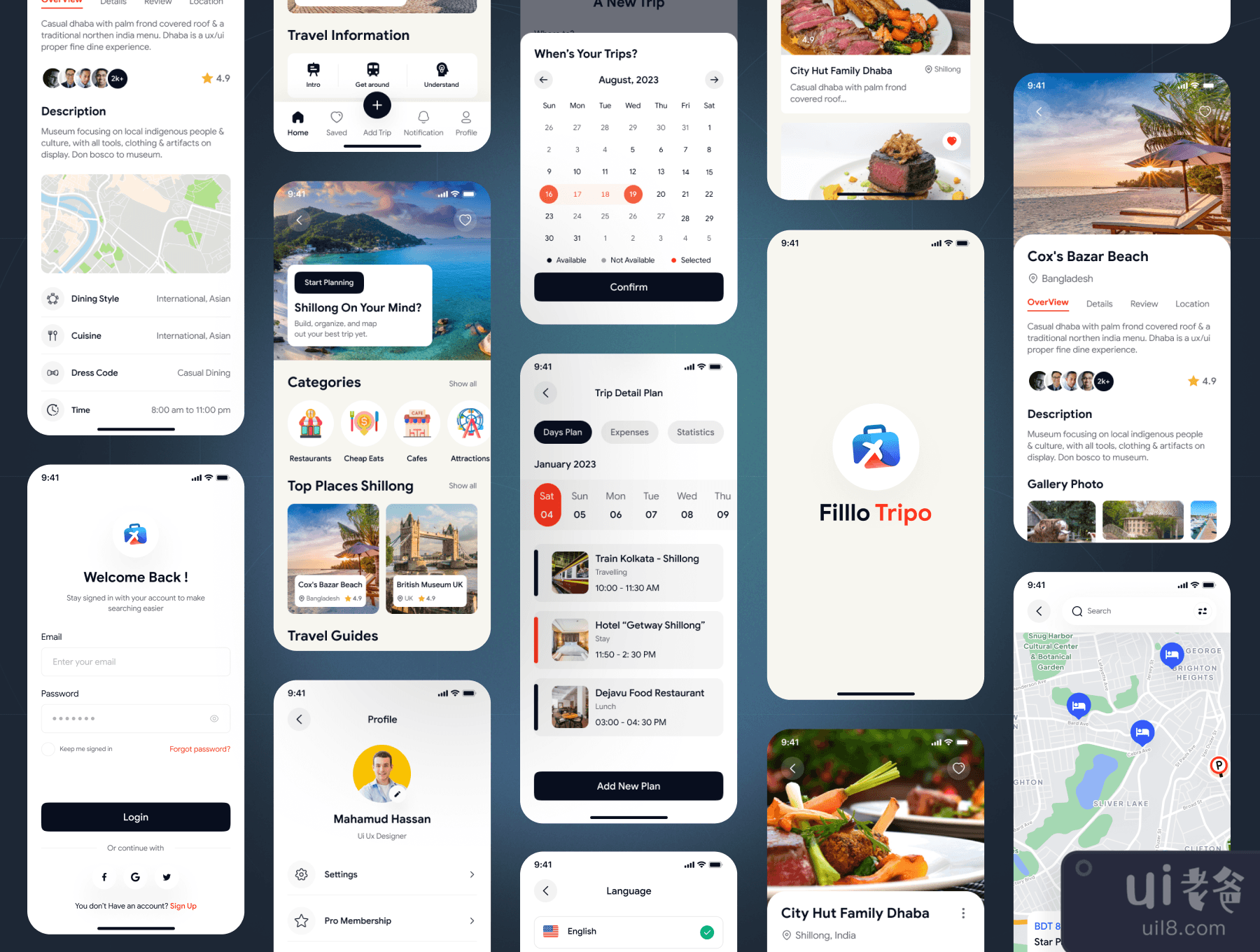 Filllo旅游应用UI设计套件 (Filllo Travel App UI Design Kit)插图5