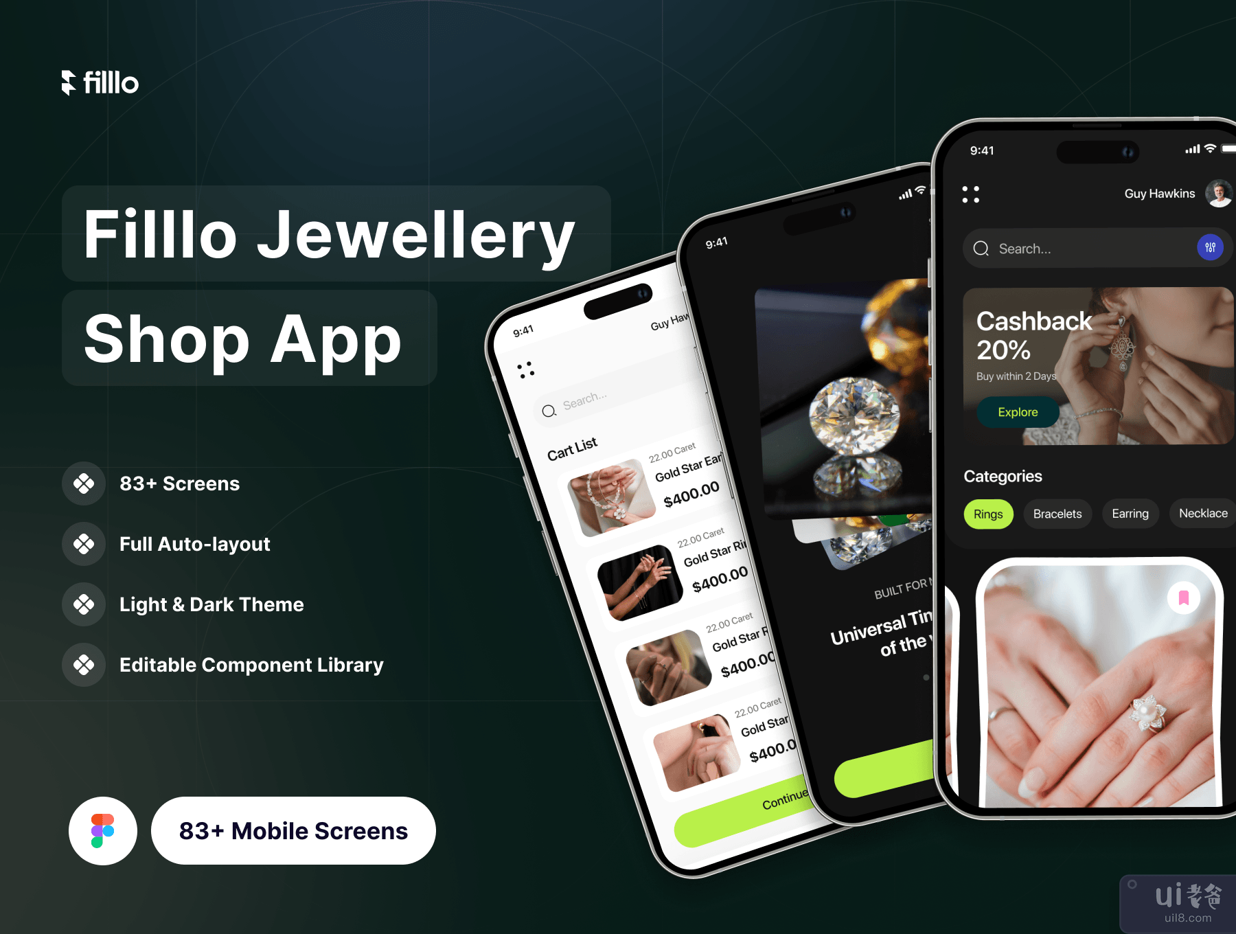 Filllo 珠宝店应用程序 UI 工具包 (Filllo Jewellery Shop App UI Kit)插图7