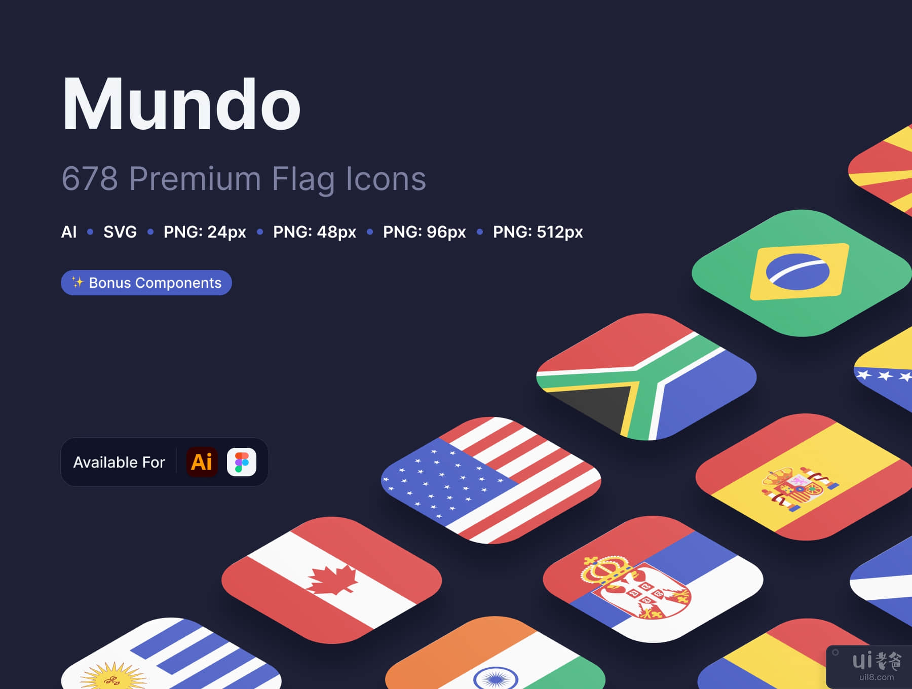 Mundo - 高级旗帜图标集 (Mundo — Premium Flags Icon Set)插图7