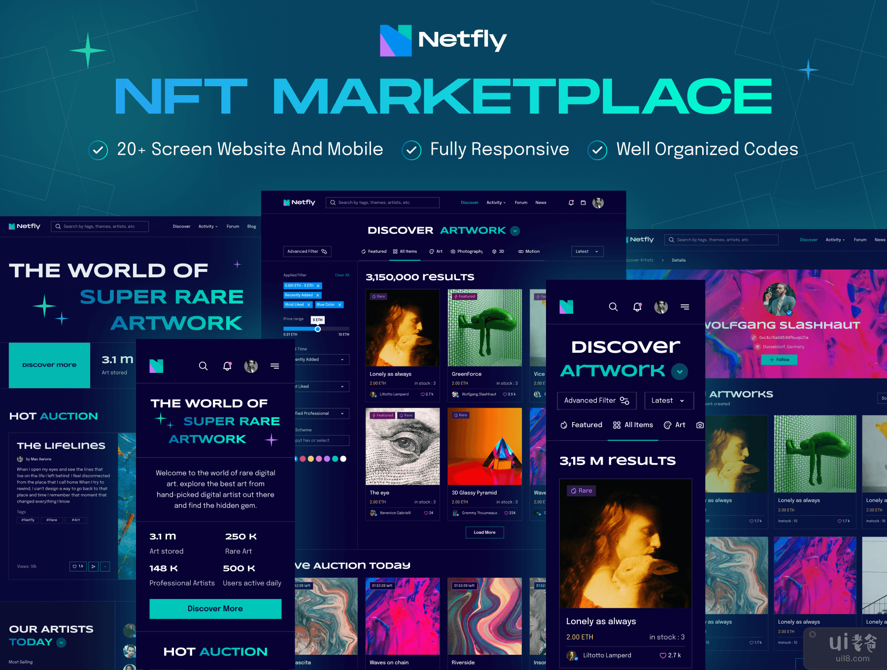 Netfly - NFT 市场网站模板 (Netfly - NFT Marketplace Website Template)插图7