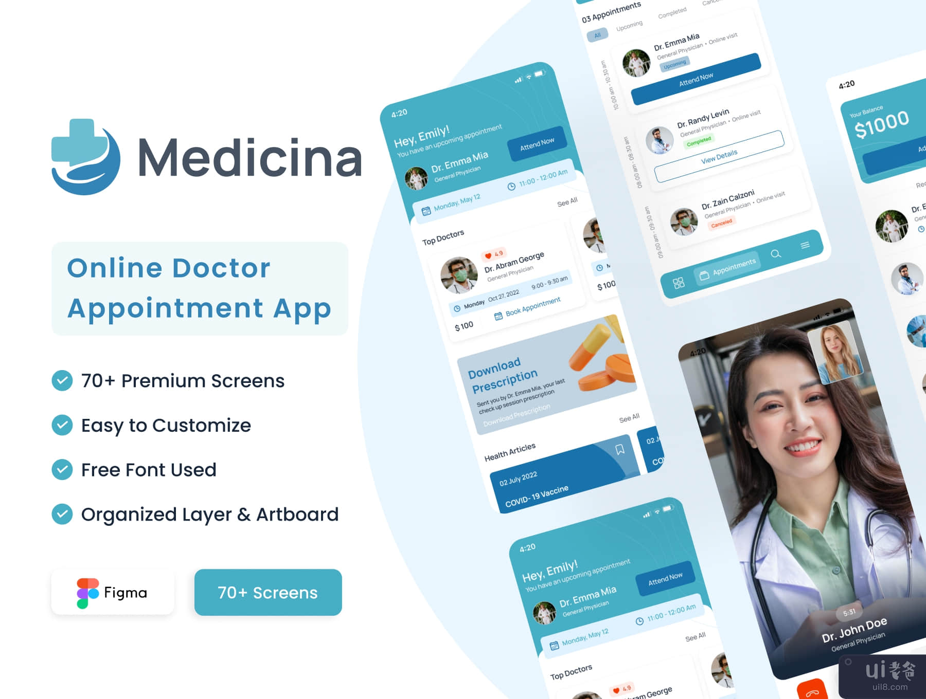 Medicina - 在线医生预约应用程序 UI 工具包 (Medicina - Online Doctor Appointment App UI Kit)插图5