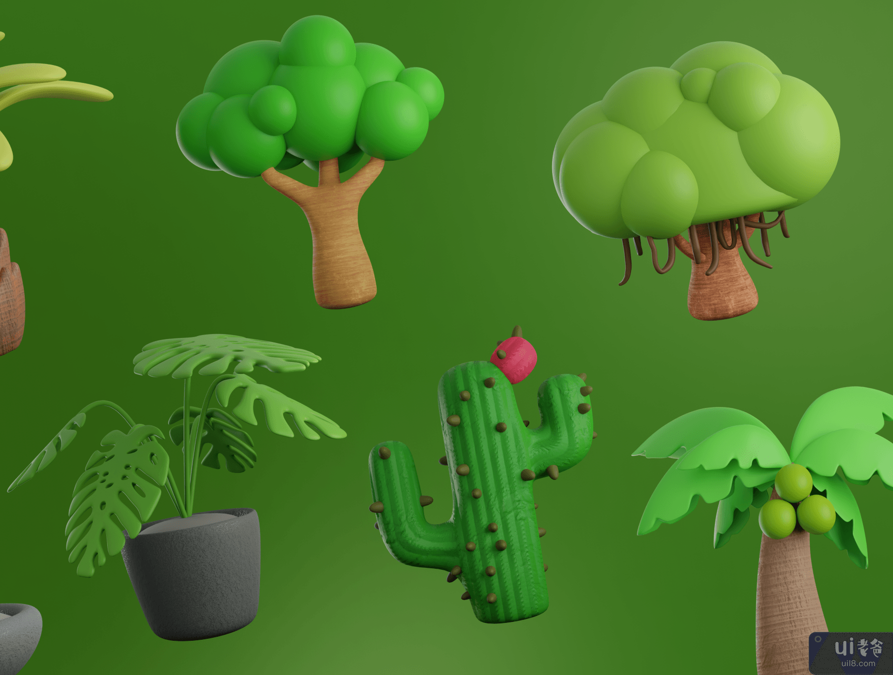 Treeby - 树和植物 3D 图标集 (Treeby - Tree & Plant 3D Icon Set)插图6