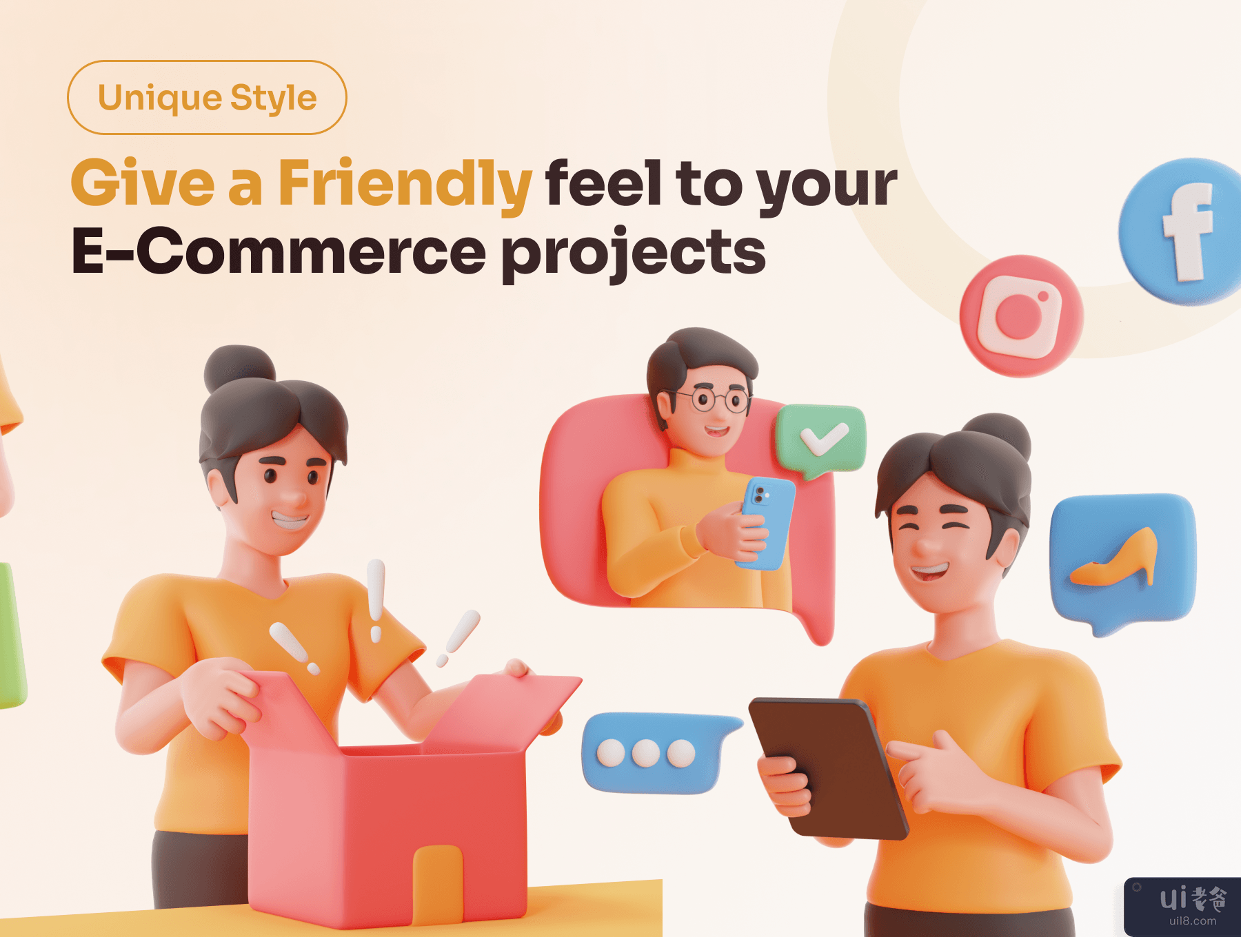 Shoppy - 电子商务和在线购物 3D 角色 (Shoppy - E-Commerce & Online Shopping 3D Characters)插图6