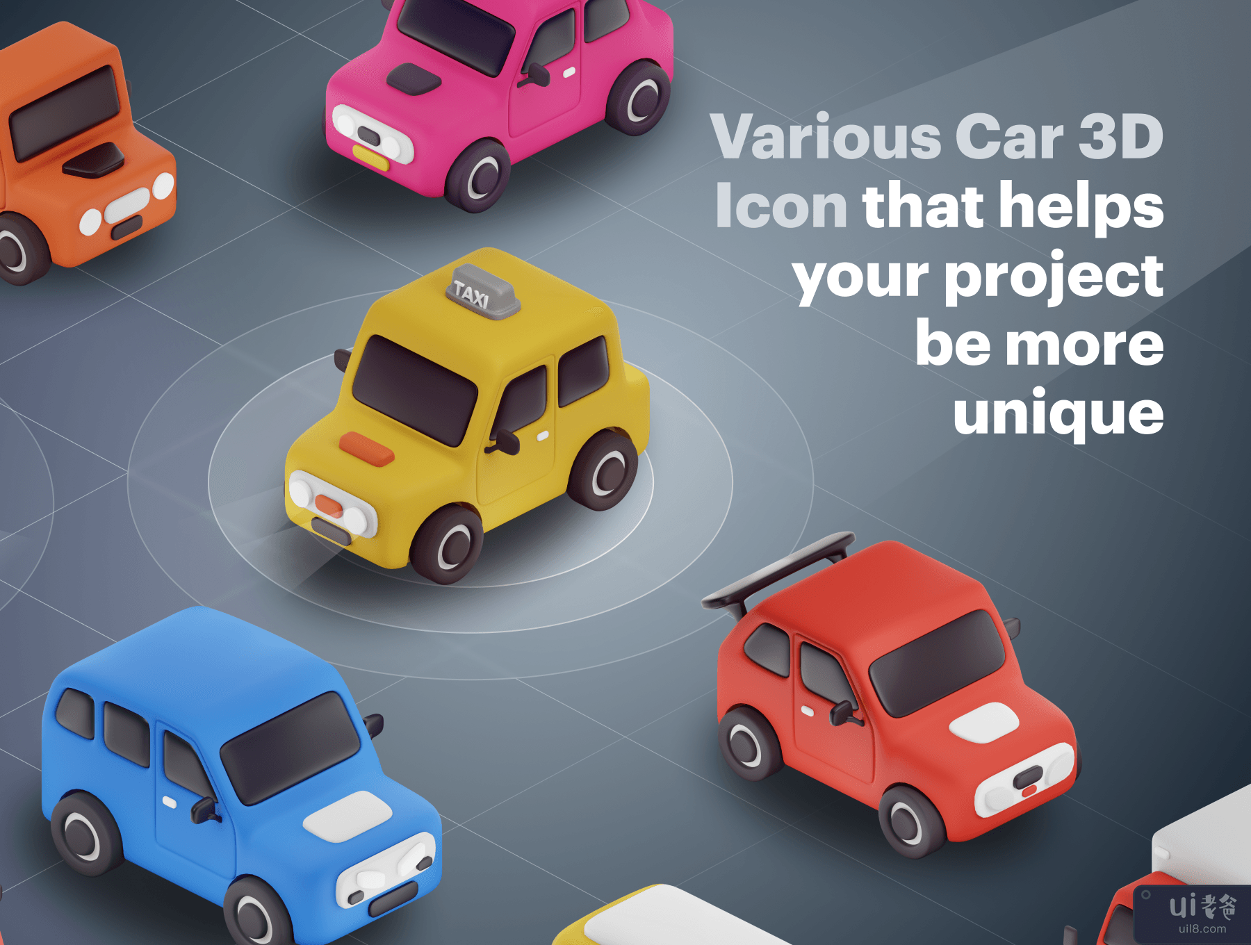 Carly - 汽车和交通工具 3D 图标集 (Carly - Car & Vehicle 3D Icon Set)插图6