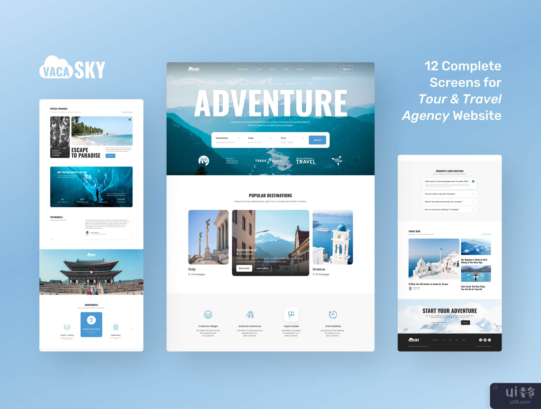 Vacasky - 简洁现代的旅游和旅行社网站 (Vacasky – Clean Modern Tour & Travel Agency Website)插图7