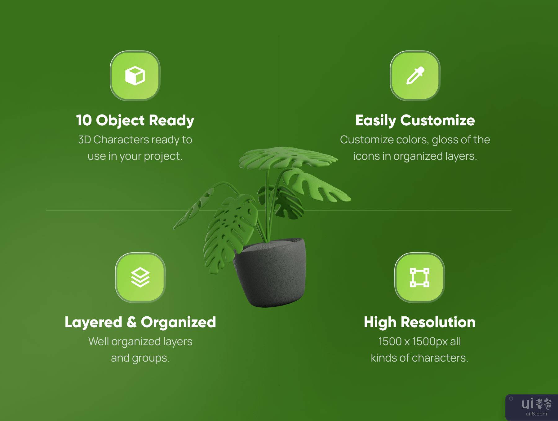 Treeby - 树和植物 3D 图标集 (Treeby - Tree & Plant 3D Icon Set)插图5