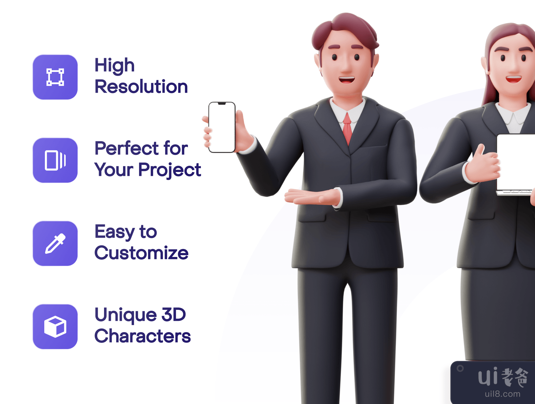 工作服--商人3D人物 (Jobly - Businessman 3D Characters)插图2