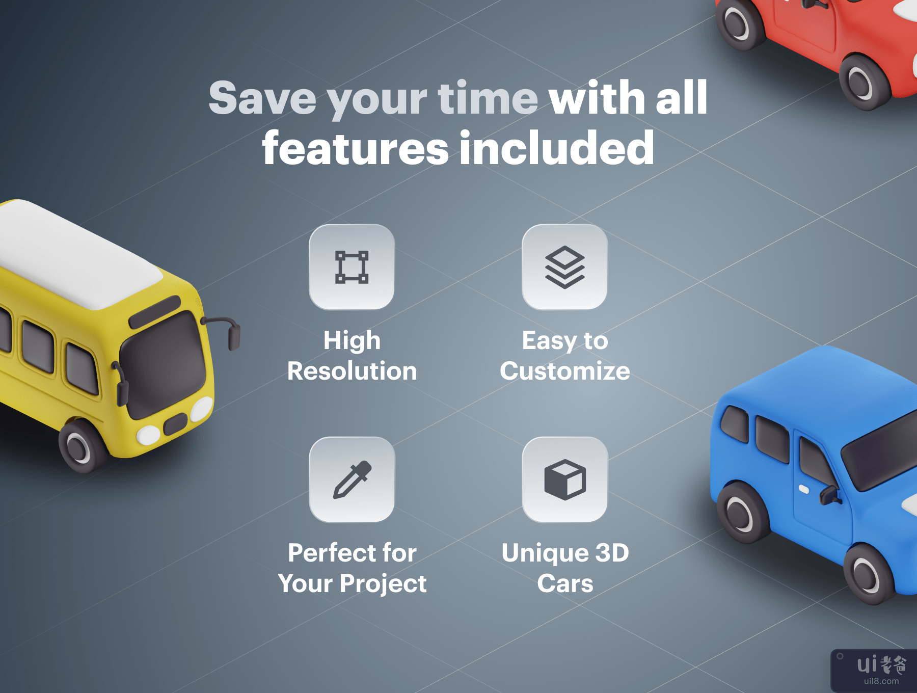 Carly - 汽车和交通工具 3D 图标集 (Carly - Car & Vehicle 3D Icon Set)插图5