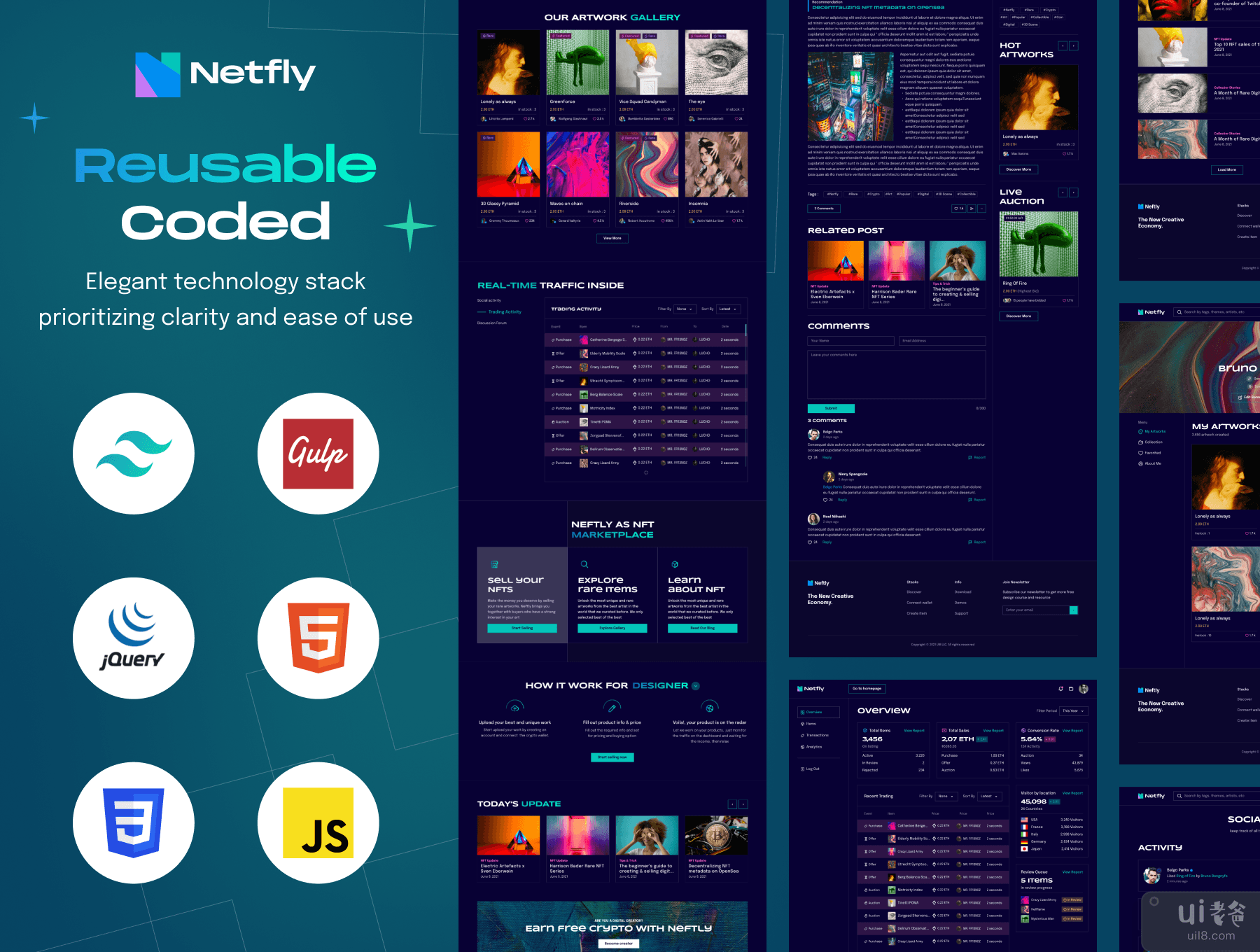 Netfly - NFT 市场网站模板 (Netfly - NFT Marketplace Website Template)插图5