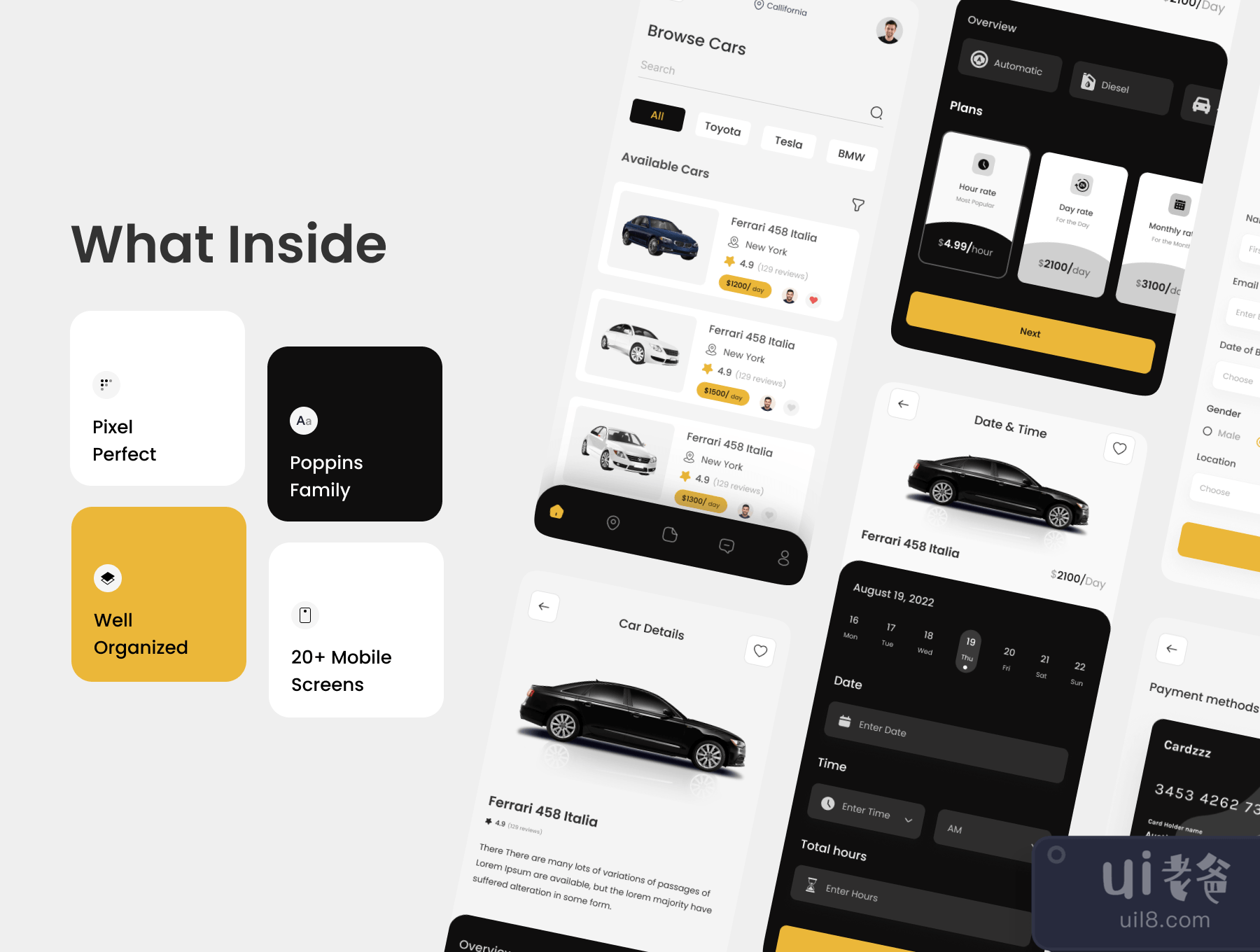 汽车租赁应用UI套件 (Car Rental App UI Kit)插图3