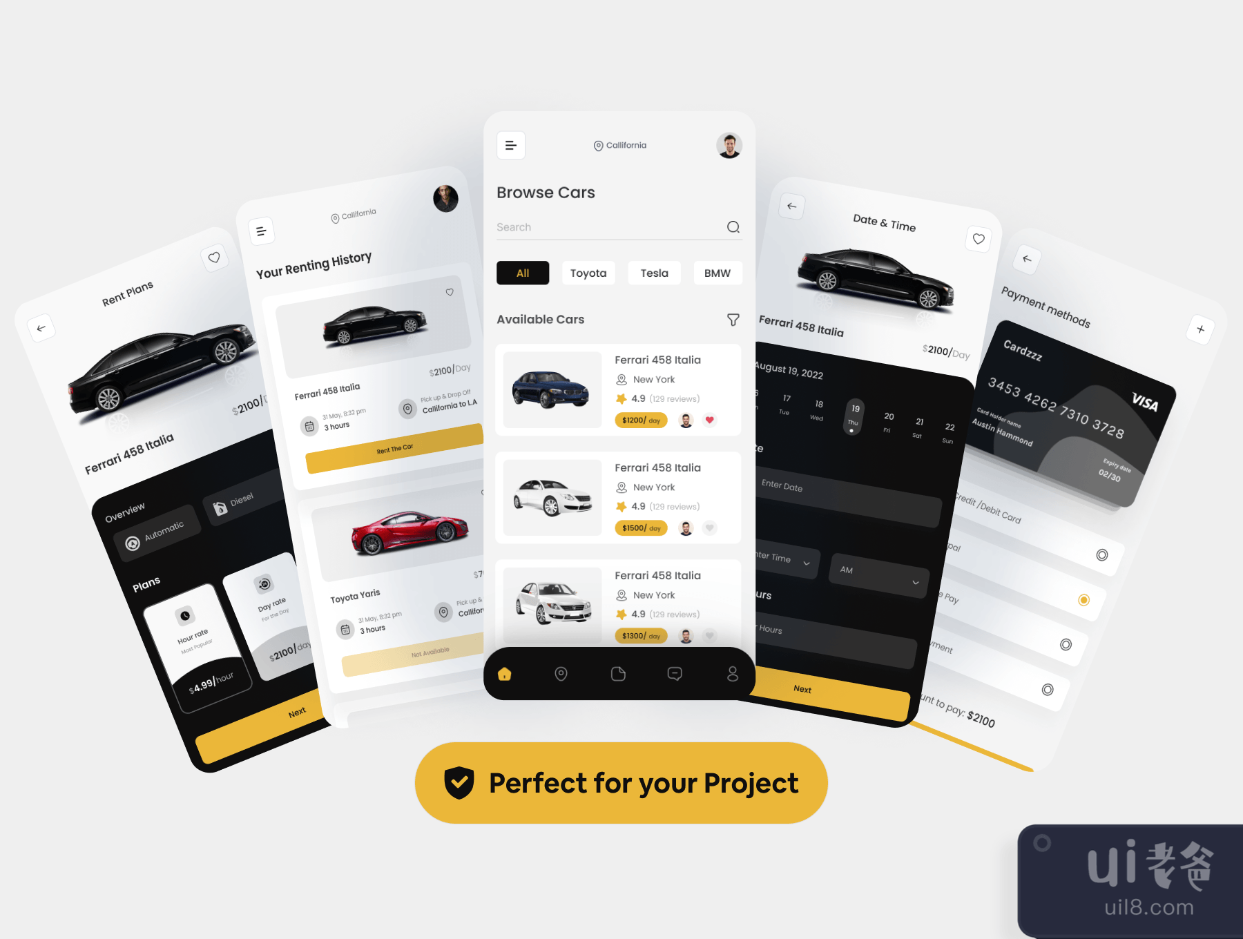 汽车租赁应用UI套件 (Car Rental App UI Kit)插图1