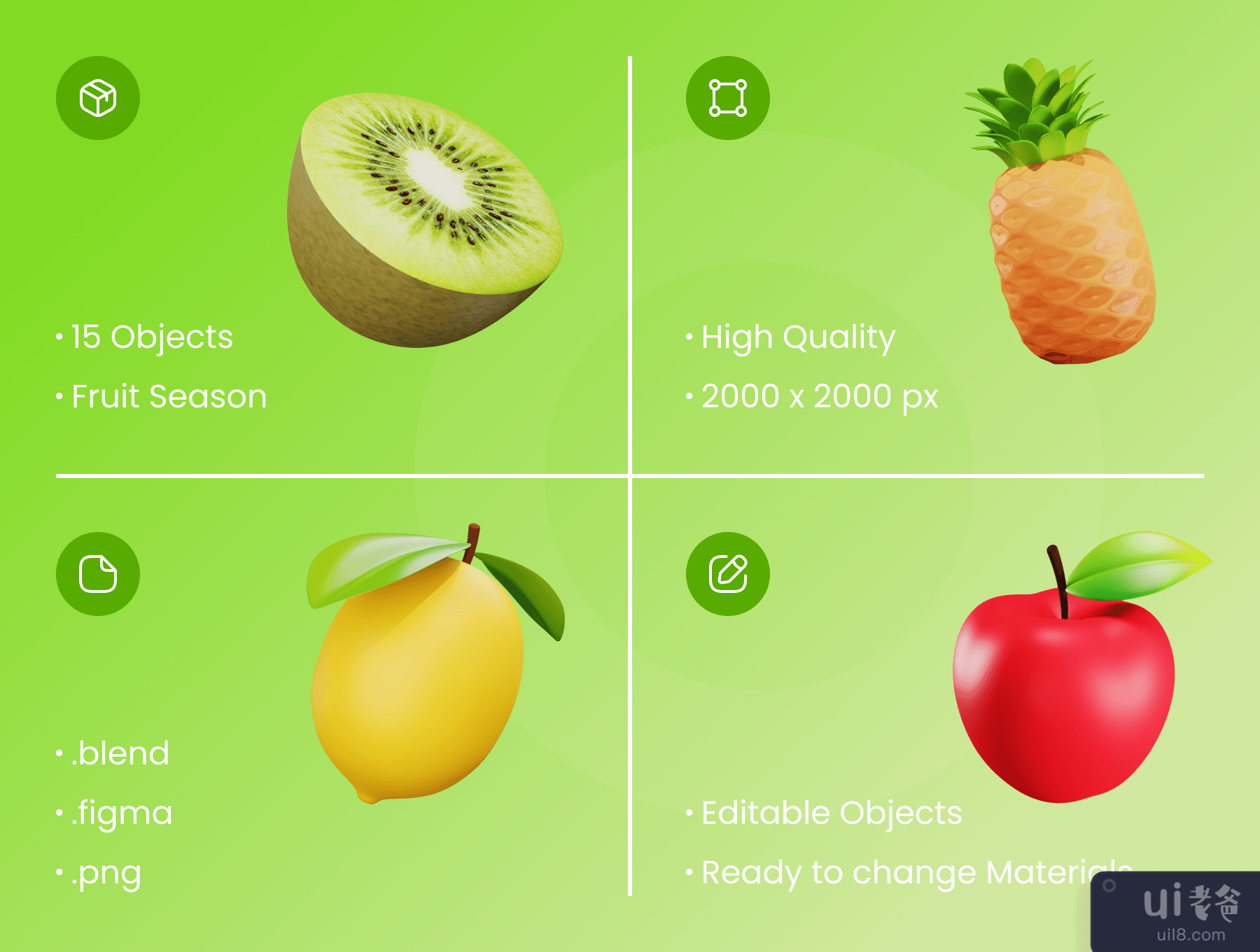 水果3D插图 (Fruit 3D Illustration)插图1