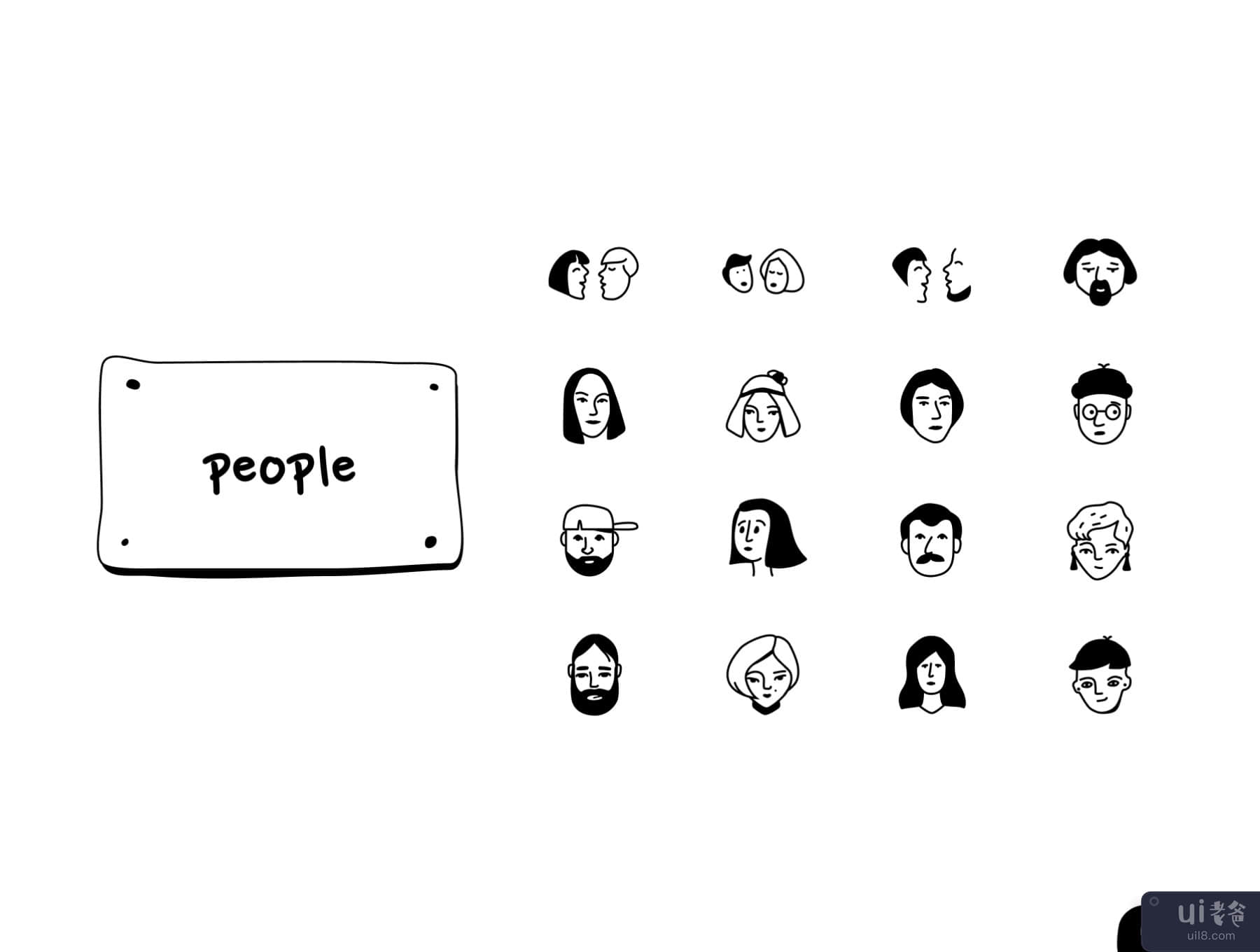 人物 - 染色图标集 (People - Inking Icon Set)插图4