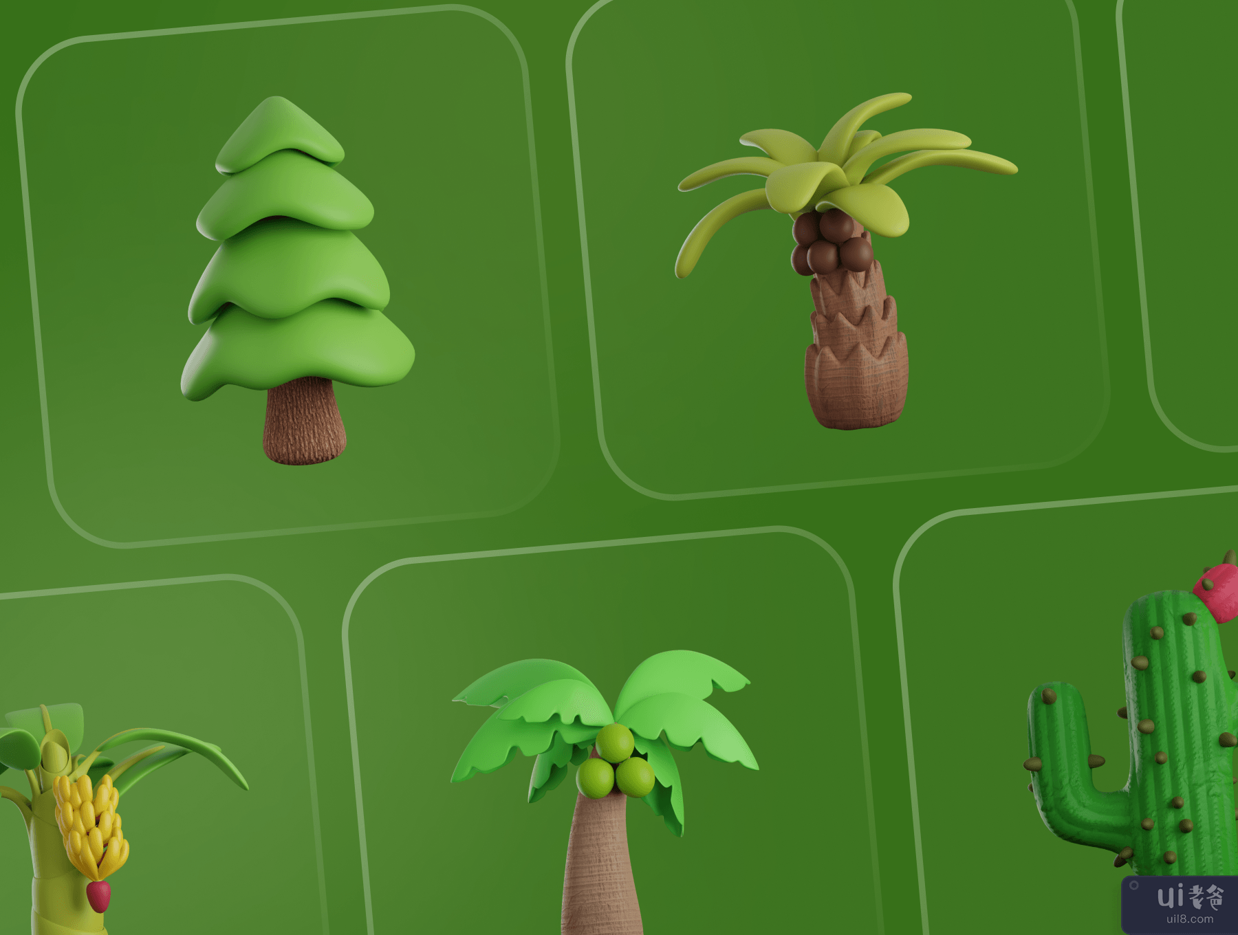 Treeby - 树和植物 3D 图标集 (Treeby - Tree & Plant 3D Icon Set)插图1