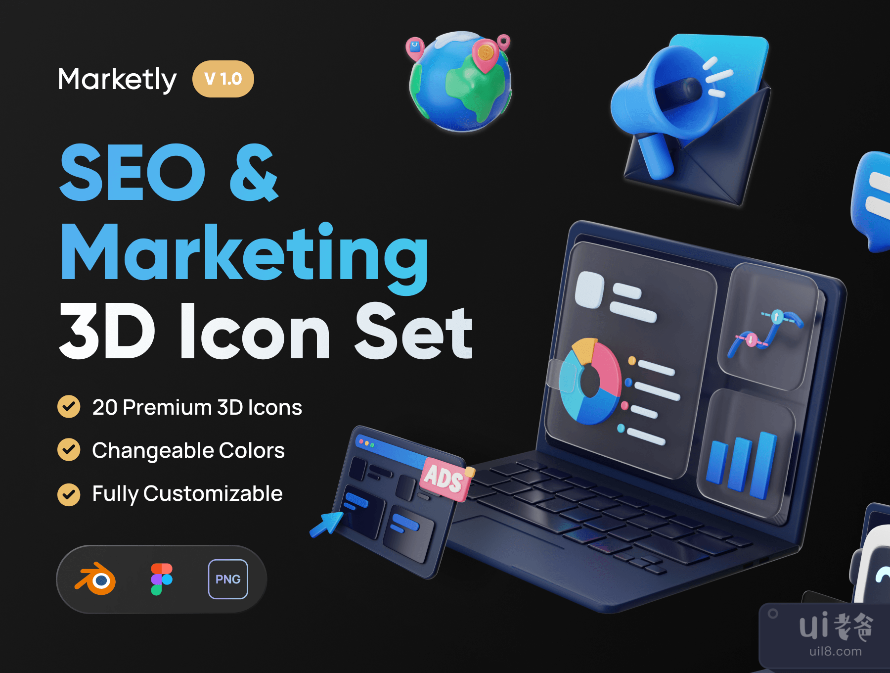 Marketly – SEO _ Marketing 3D图标集 (Marketly – SEO _ Marketing 3D Icon Set)插图4