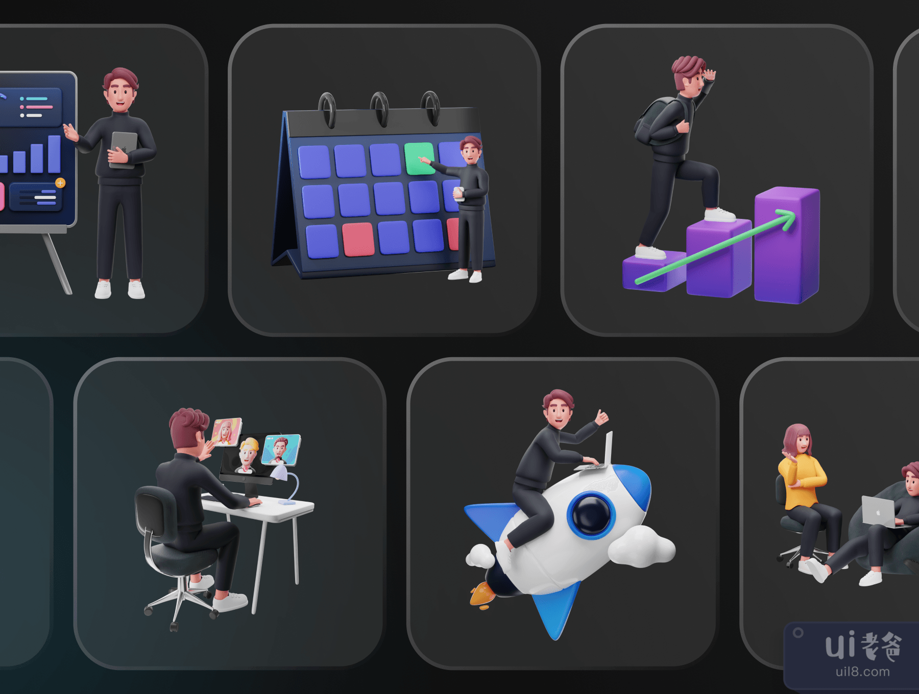 Workly - 创业和工作环境3D人物 (Workly - Startup & Work Environment 3D Character)插图7