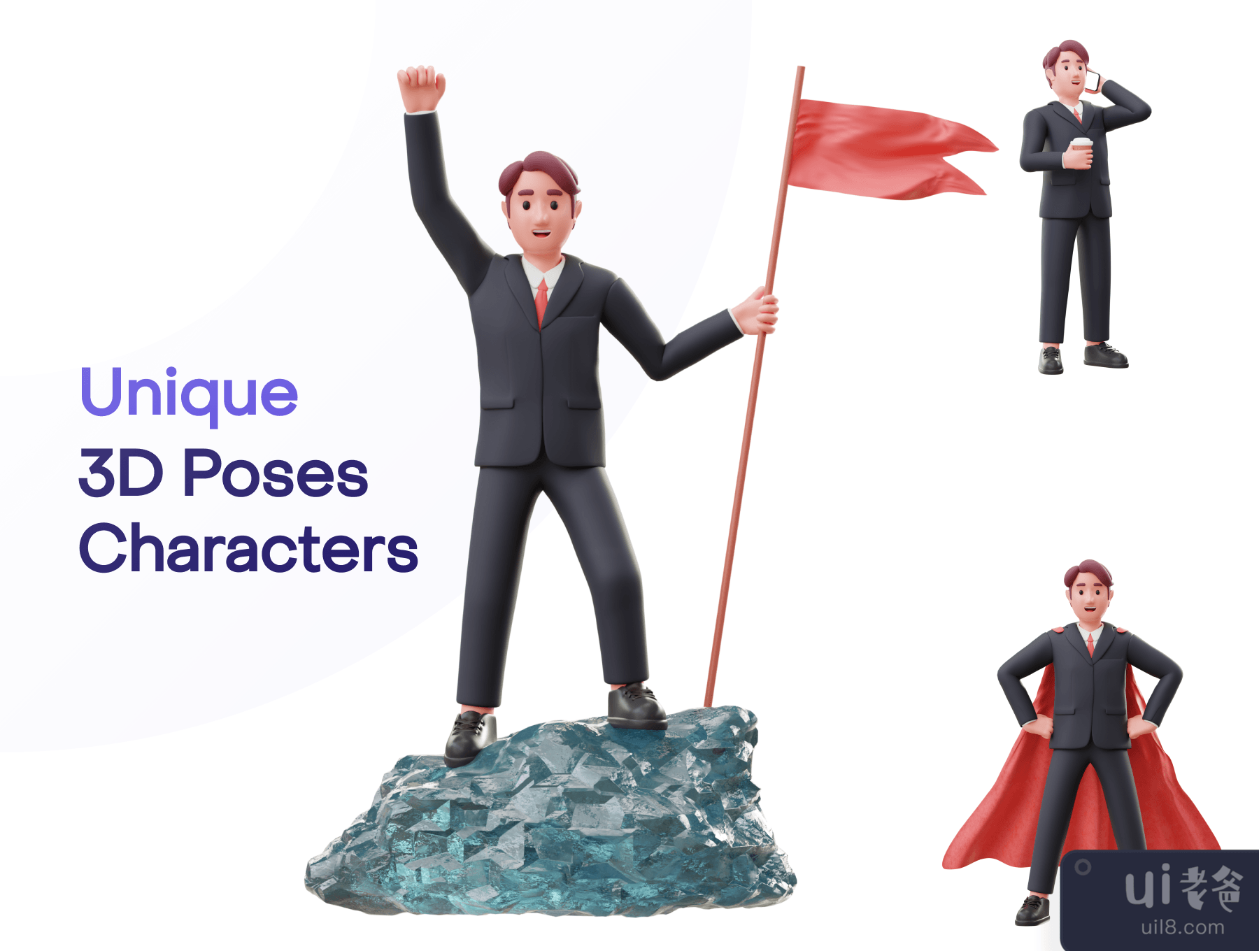 工作服--商人3D人物 (Jobly - Businessman 3D Characters)插图7