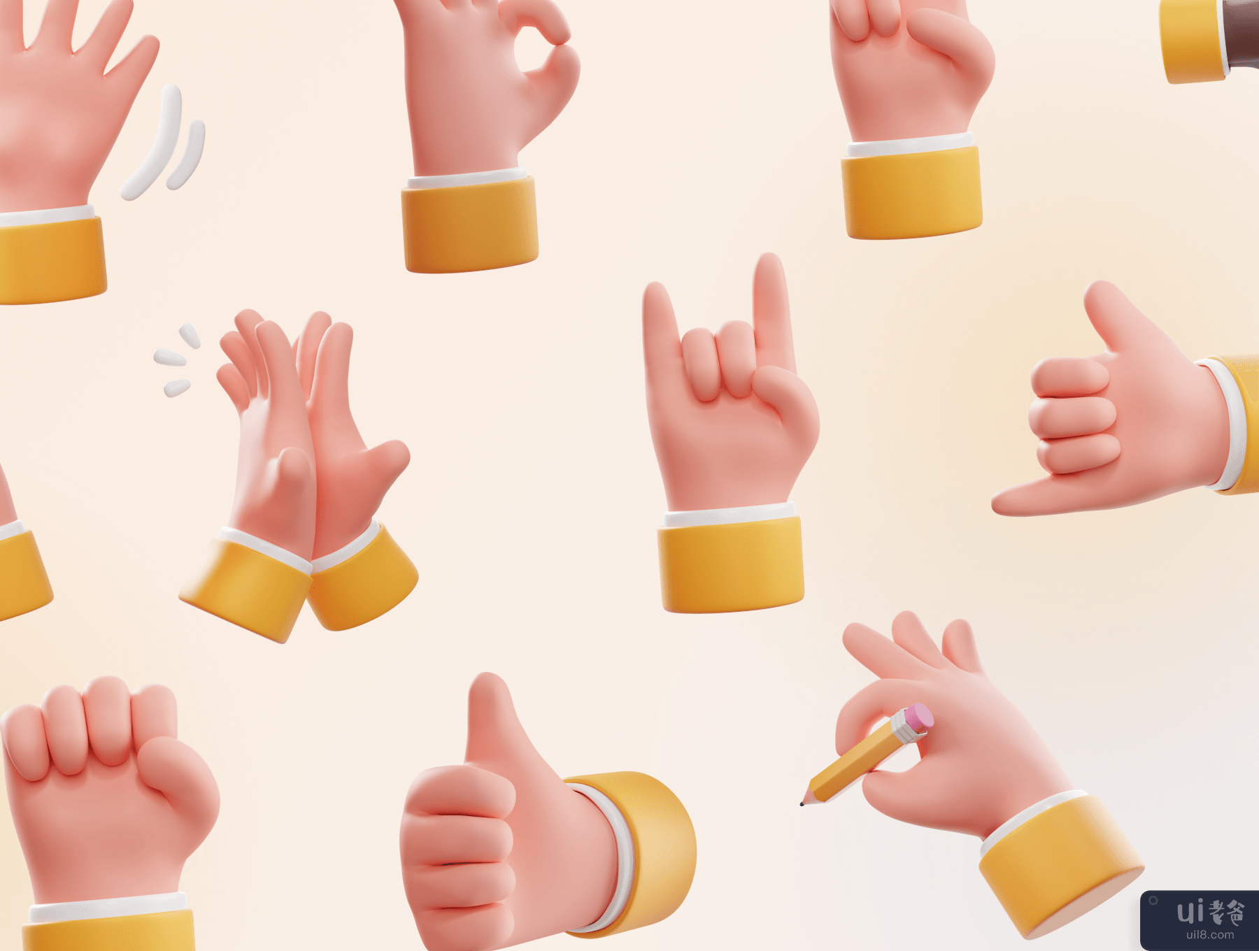Handflufy - 可爱的 3D 手势 (Handflufy - Cute 3D Hand Gesture)插图