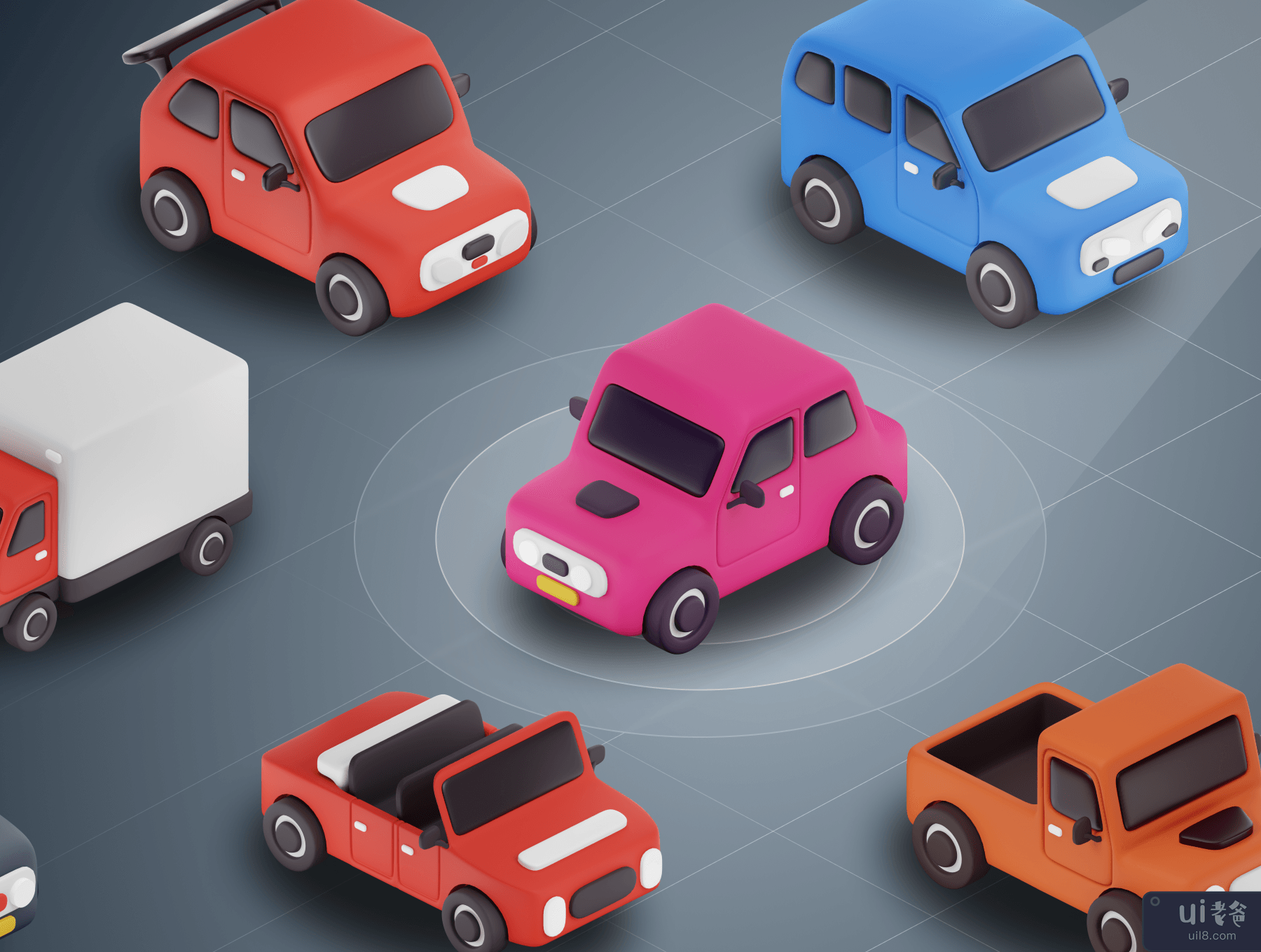 Carly - 汽车和交通工具 3D 图标集 (Carly - Car & Vehicle 3D Icon Set)插图