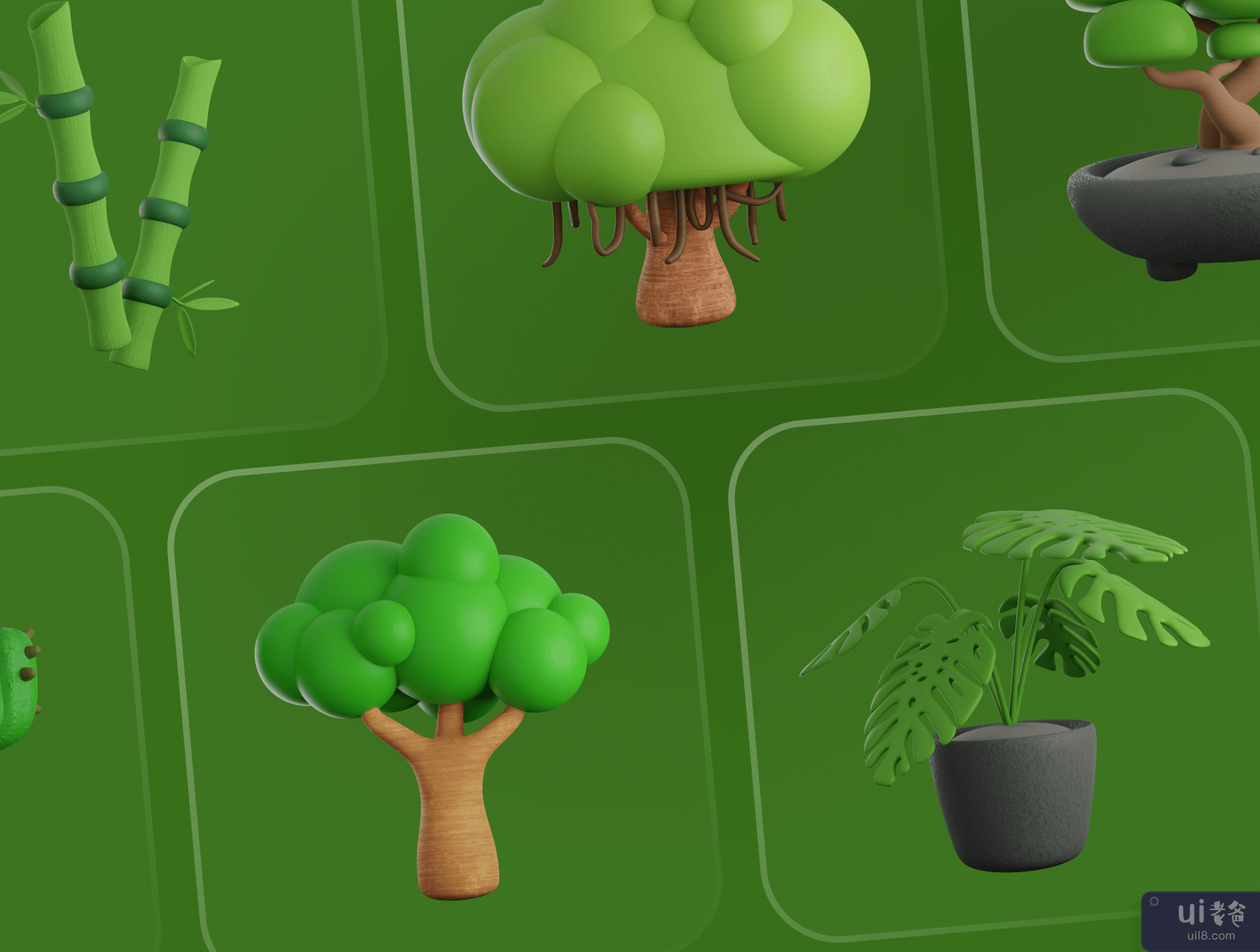 Treeby - 树和植物 3D 图标集 (Treeby - Tree & Plant 3D Icon Set)插图