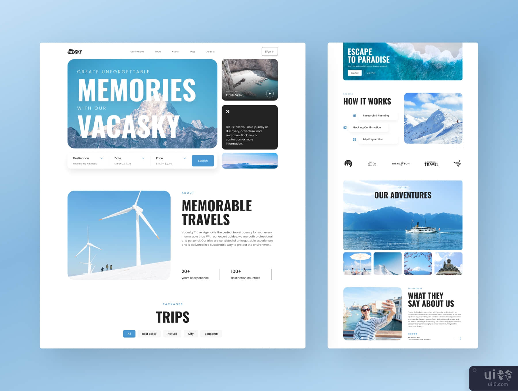 Vacasky - 简洁现代的旅游和旅行社网站 (Vacasky – Clean Modern Tour & Travel Agency Website)插图1