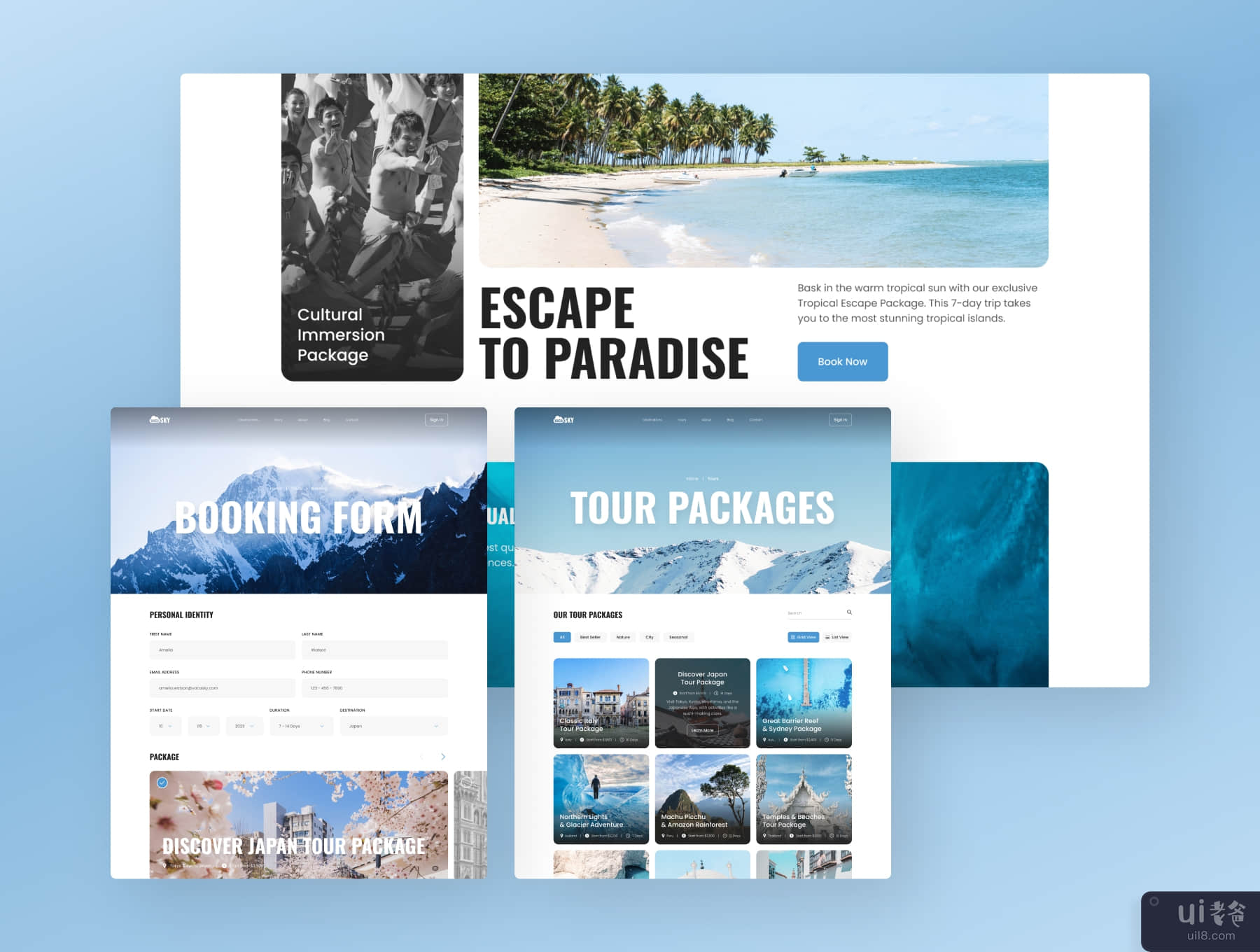 Vacasky - 简洁现代的旅游和旅行社网站 (Vacasky – Clean Modern Tour & Travel Agency Website)插图