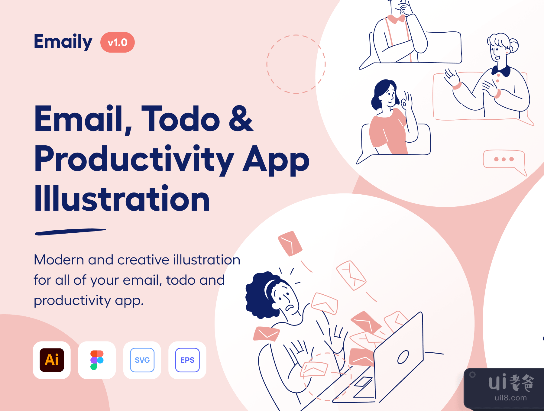 Emaily - 电子邮件、Todo和生产力图解 (Emaily - Email, Todo & Productivity Illustration)插图