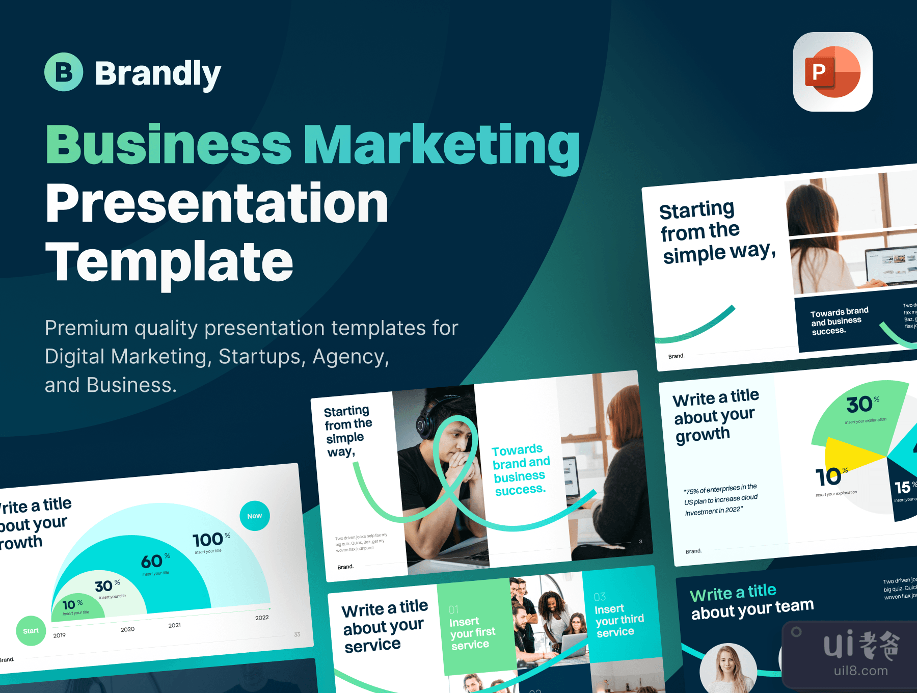 Brandly - 商业营销PowerPoint演示文稿模板 (Brandly - Business Marketing PowerPoint Presentation Template)插图
