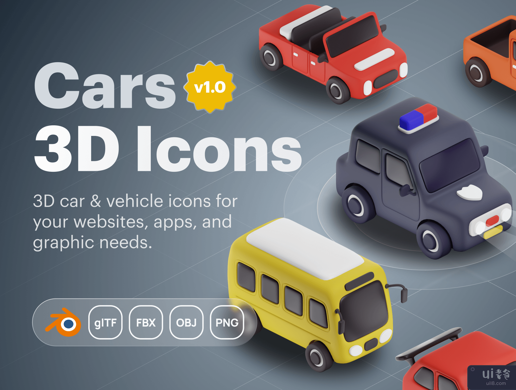 Carly - 汽车和交通工具 3D 图标集 (Carly - Car & Vehicle 3D Icon Set)插图7