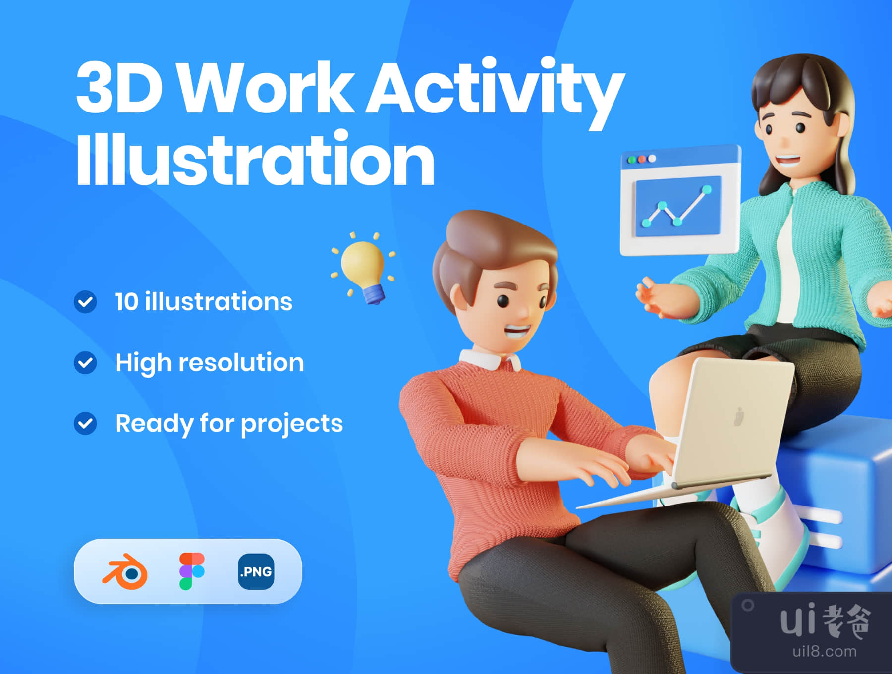 3D工作活动插图包 (3D Work Activity Illustration Pack)插图3