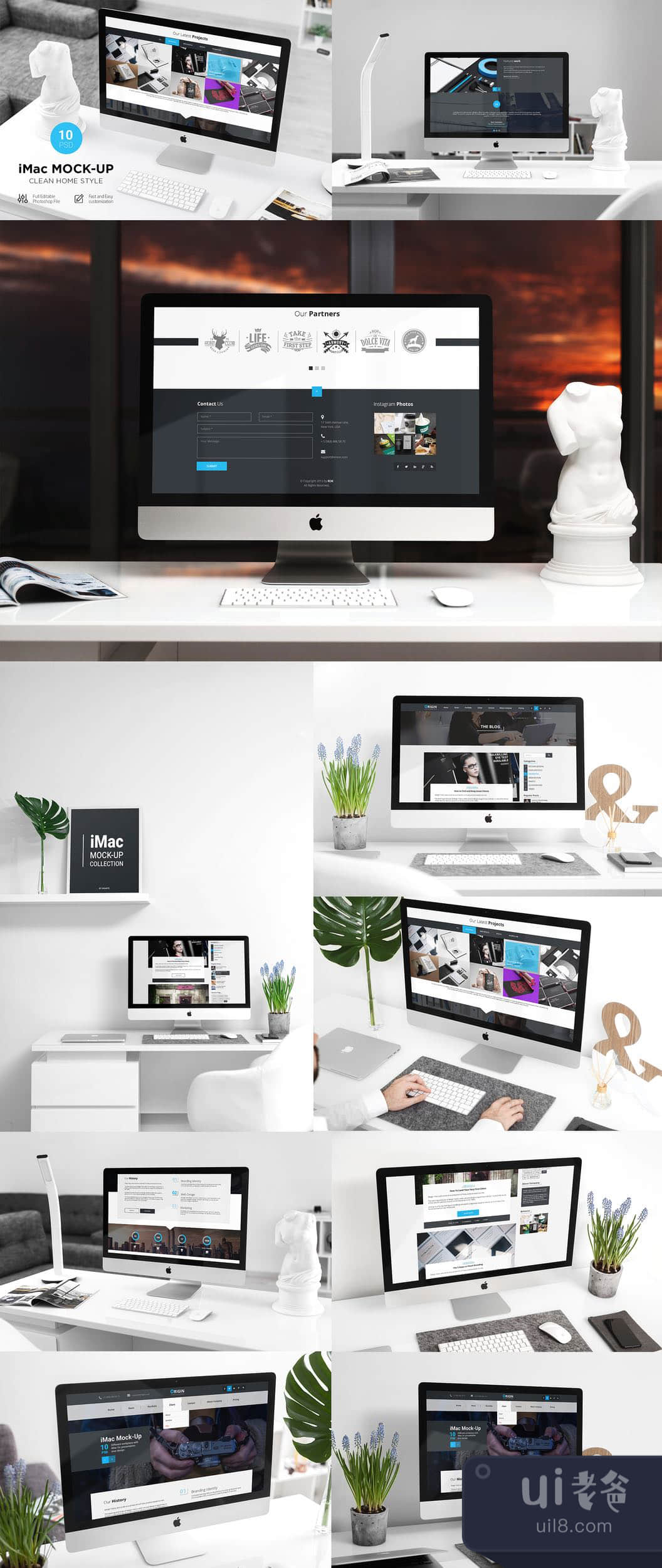 10张iMac办公桌模拟图 (10 iMac Desk Mockups)插图