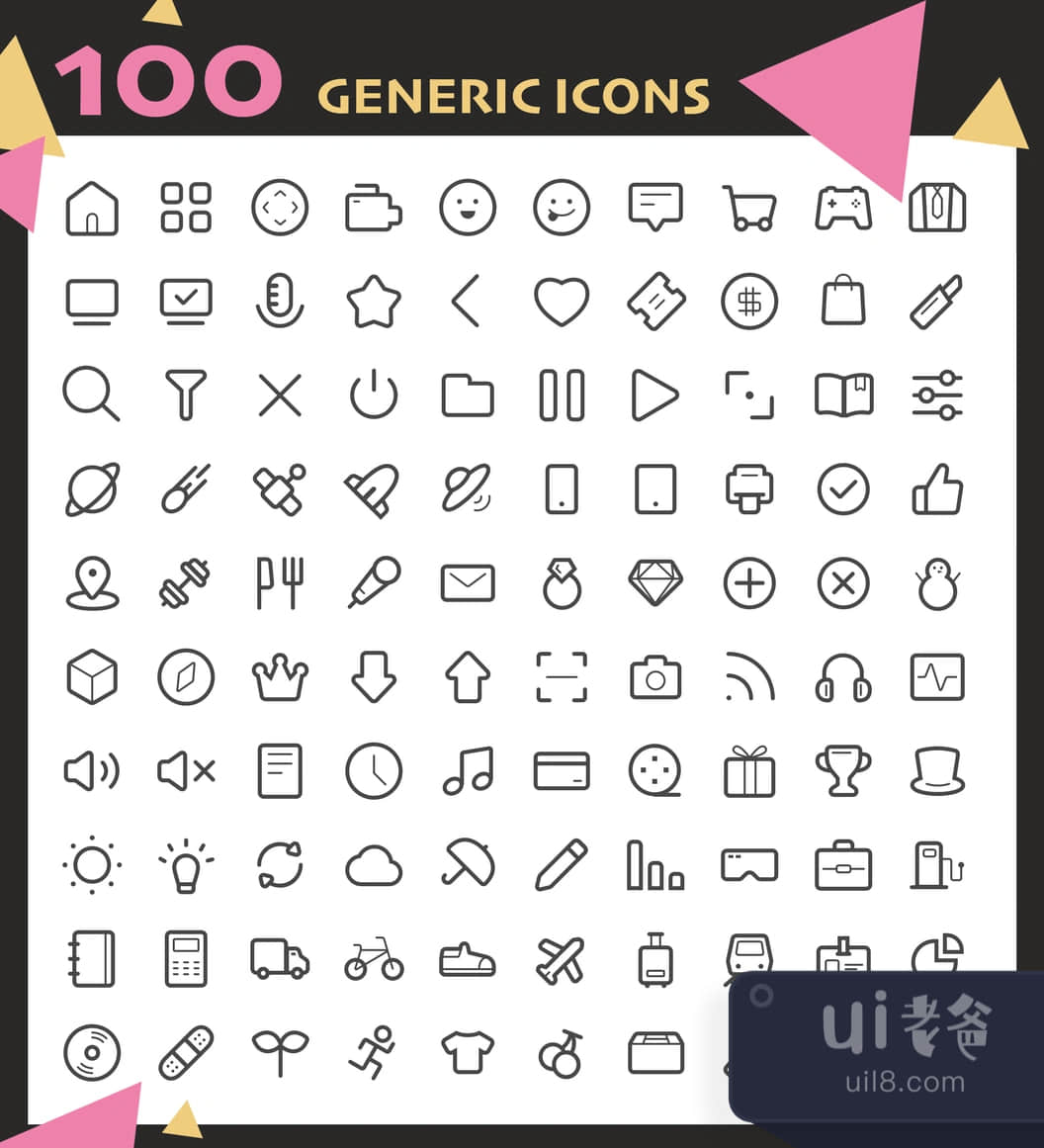 100个通用图标 (100 Generic Icons)插图1