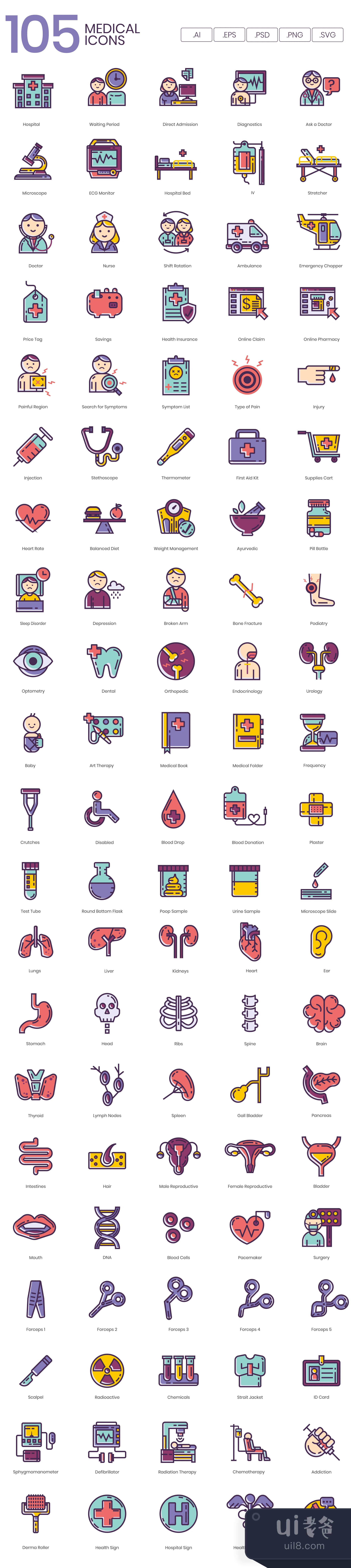 105个医疗图标 (105 Medical Icons)插图1