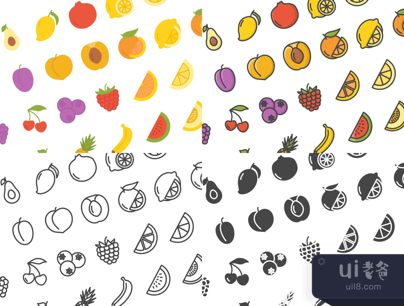 112个水果图标 (112 Fruits Icons)插图1