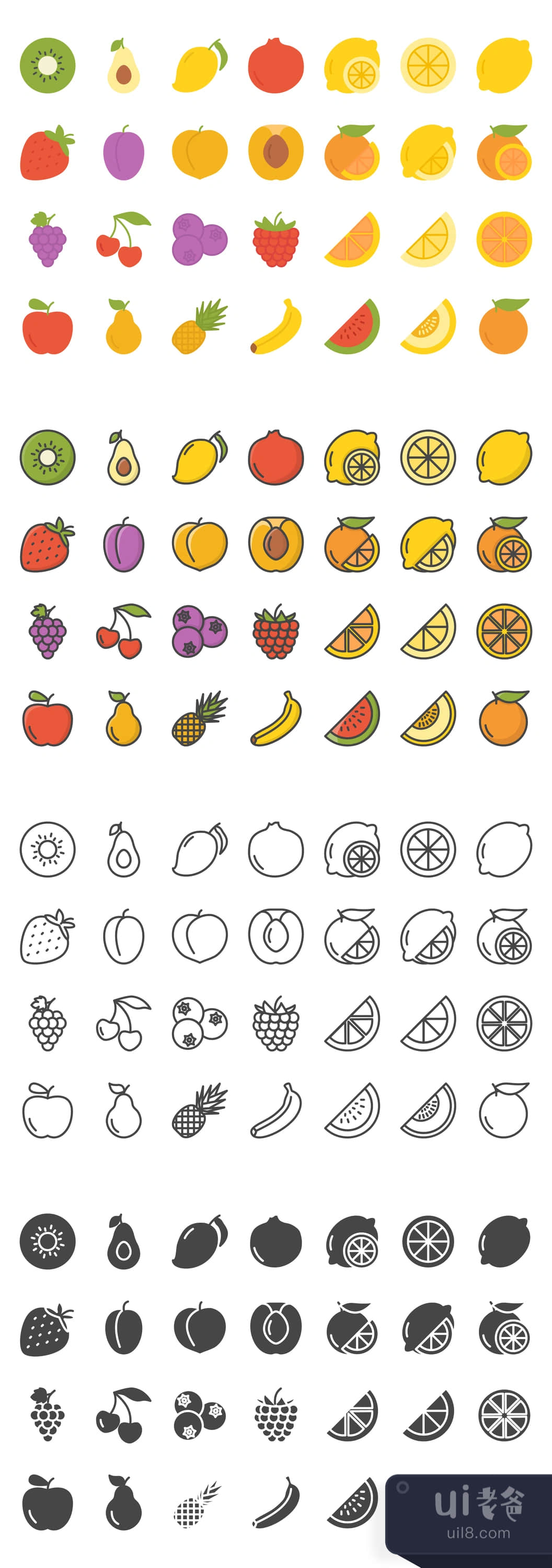 112个水果图标 (112 Fruits Icons)插图